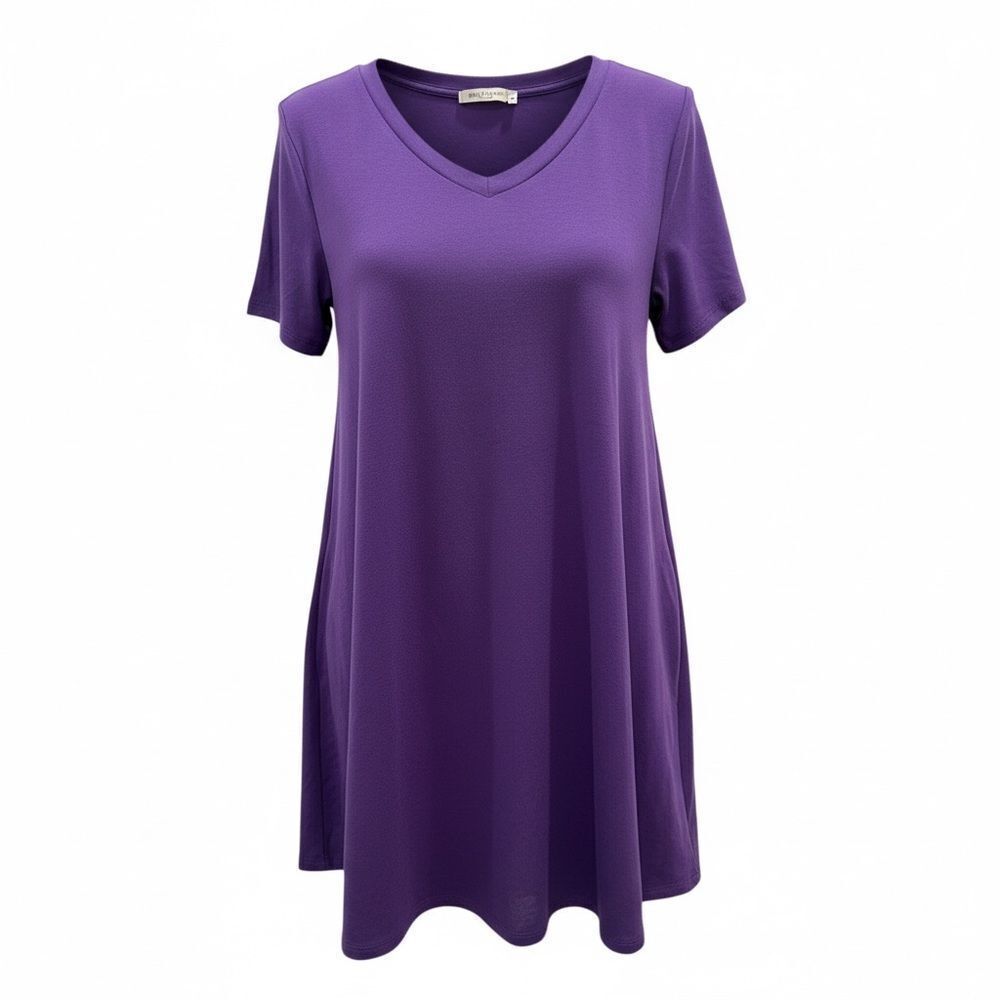 Elegant Purple V-Neck midi v-neck t-shirt style for Women